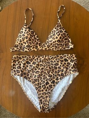 summersalt Leopard Print High-Waist Bikini Set in Brown and Black